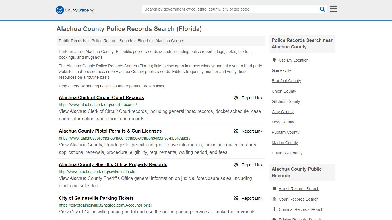 Police Records Search - Alachua County, FL (Accidents & Arrest Records)
