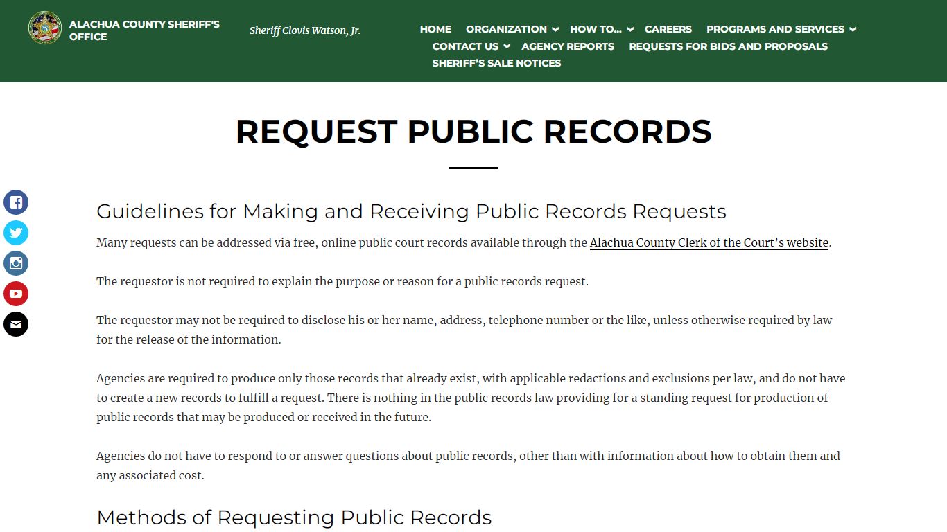 Request Public Records – ALACHUA COUNTY SHERIFF'S OFFICE