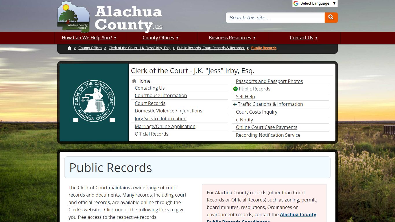 Public Records - Alachua County, Florida
